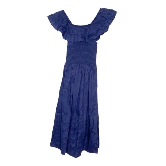 Hill House Women’s Akilah Linen Midi Nap Dress Navy Blue Size Small - Picture 4 of 10